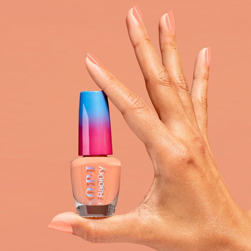 OPI RapiDry Within Peach | Opaque Bright Orange Crème Quick Dry Nail Polish | Vegan, Smudge Proof, Fast Drying