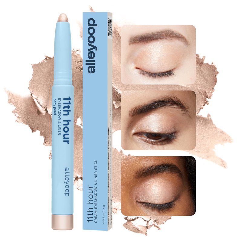 ALLEYOOP 11th Hour Waterproof Cream Eyeshadow Stick – Long-Lasting Eye Shadow Pencil & Eyeliner, Cream to Powder Stick & Highlighter – Smudge-Proof Eyeshadow Shimmer, Champagne Shimmer