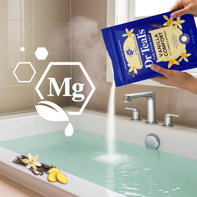 Dr Teal's Epsom Salt Magnesium Soak, Vanilla Comfort, 3 lbs (Pack of 4)
