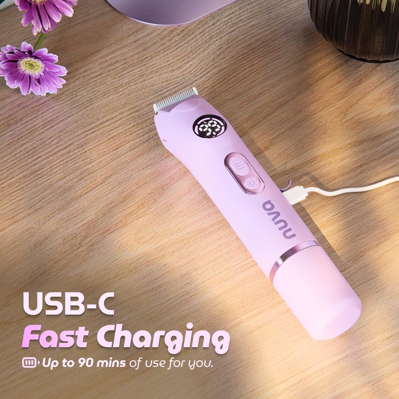 NUVA 4-in-1 Bikini Trimmer for Women | Painless Electric Razors & Shavers with Interchangeable Heads | Cordless Body & Facial Hair Trimmer with Ceramic Blade, IPX7 Waterproof and USB Rechargeable