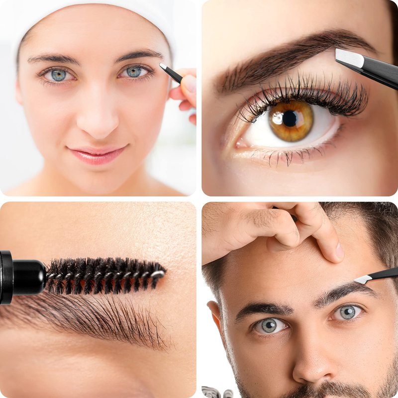 Exquisite 8-in-1 Eyebrow Kit for Women & Men – Luxury Eyebrow Grooming Kit with 4 Precision Tweezers For Eyebrows, Eyebrow Razor, Eyebrow Scissors, Eyebrow Brush/Comb & Pencil with Padded Case