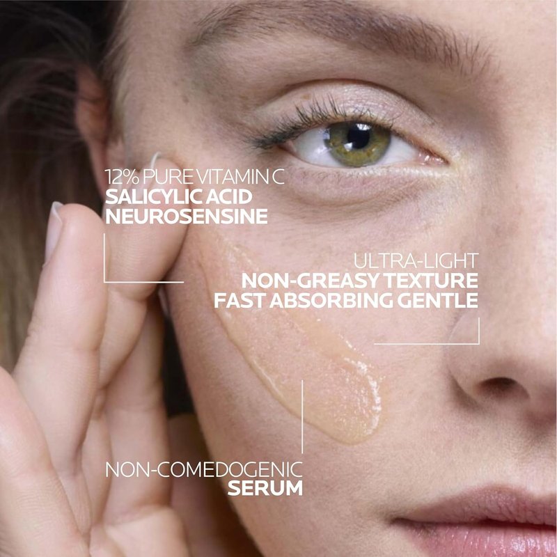 La Roche-Posay Pure 12% Vitamin C Serum - Hydrating Face Serum with Hyaluronic & Salicylic Acid | Boost Radiance, Reduce Wrinkles, 1 oz