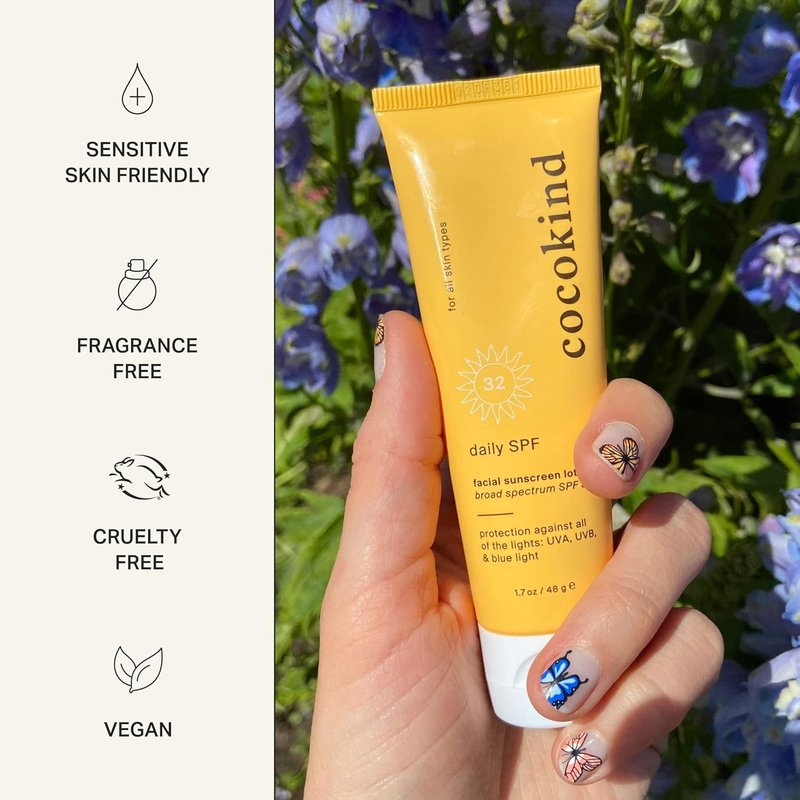 Cocokind Daily SPF, Mineral Face Sunscreen with Zinc Oxide, SPF 32, Reef Safe, Unscented, All Skin Types, Non-Toxic, Cruelty Free, 1.7 fl oz