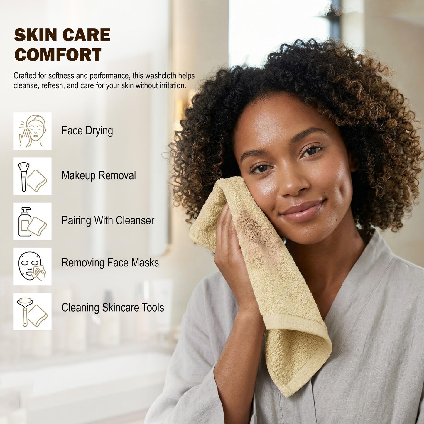 Utopia Towels 60 Pack Cotton Washcloths Set, 100% Ring Spun Cotton, Premium Flannel Face Cloths, Highly Absorbent and Soft Feel Fingertip Towels, Beige