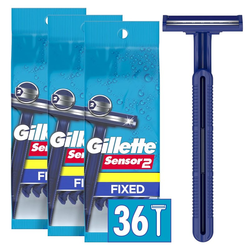 Gillette Men's Disposable Razors - Sensor2, 12 Count | Blue Pack of 3