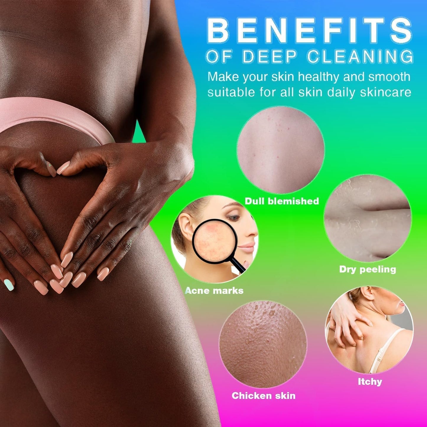 UJFQBH 3 Pieces African Bath Sponge African Net Long Net Bath Sponge Exfoliating Shower Body Scrubber Back Scrubber Skin Smoother,Great for Daily Use (Purple， Pink，Green)