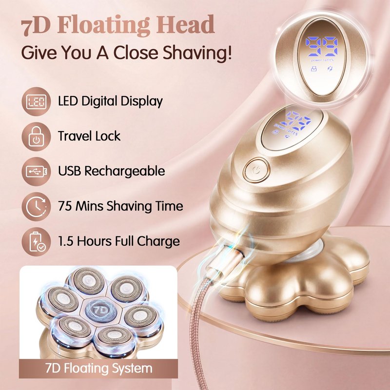 Electric Razors for Women, 5-in-1 Magnetic Electric Shaver for Women, 7D Womens Electric Razor, Wet Dry Bikini Trimmer, Rechargeable Full Body Hair Removal for Face Arms Legs Armpit Pubic Area