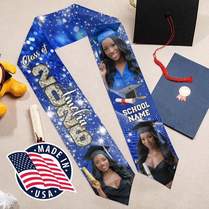 Coifrok Personalized Graduation Stole Class of 2026 Custom Graduation Sash Graduation Stoles Customize Photo 72''