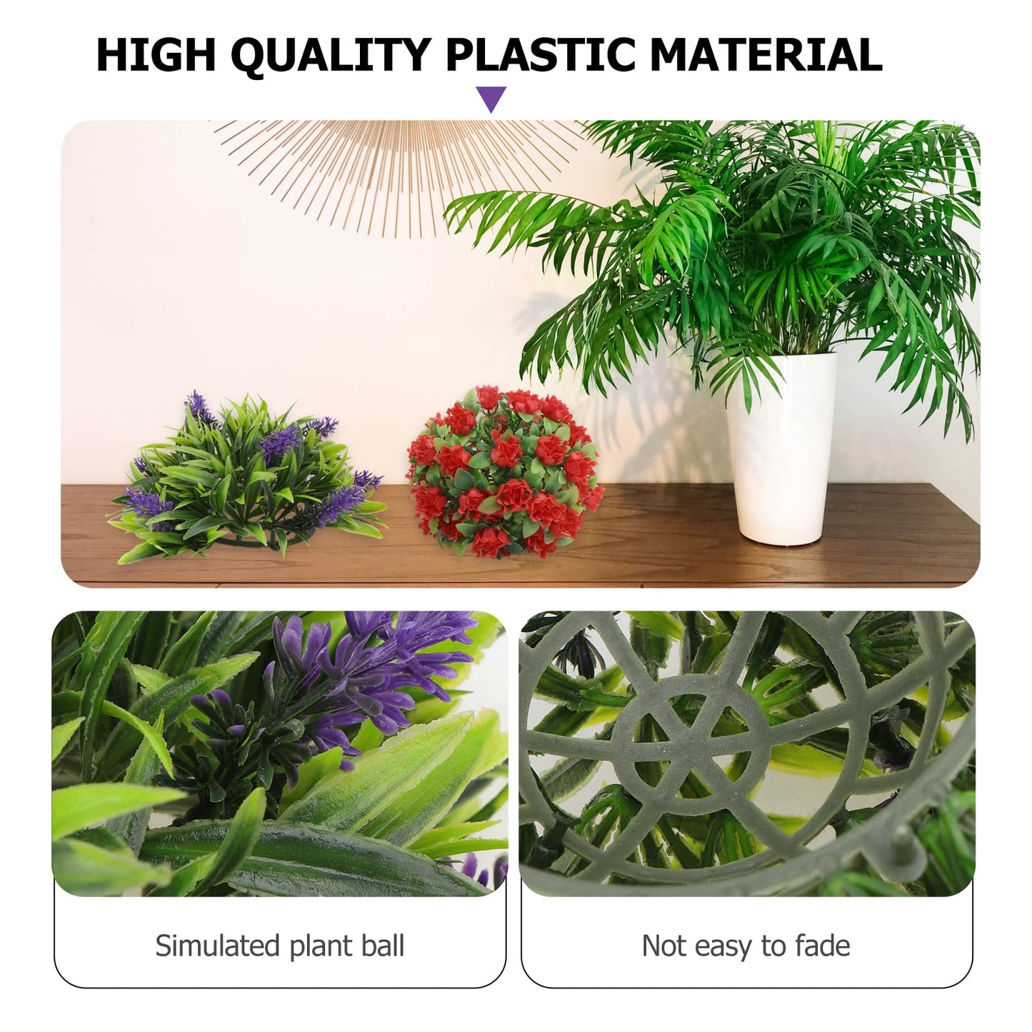 Hemoton 2Pcs Artificial Plants Flowers,Artificial Lavender Ball Rose Ball,Decorative Round Floral Balls,Hanging Balls Decoration,Artifical Lifelike Plants for Home Balcony Patio Garden Party