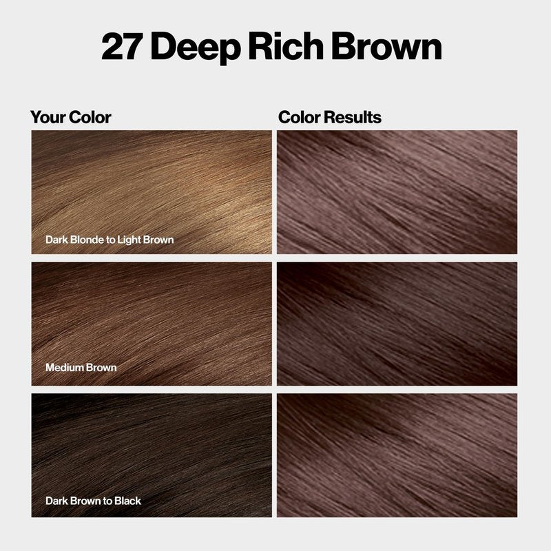 Revlon ColorSilk with Bond Repair Complex, Brown Permanent Hair Color, 100% Gray Coverage, Ammonia Free Hair Dye, Vegan Keratin, 27 Deep Rich Brown (Pack of 3)