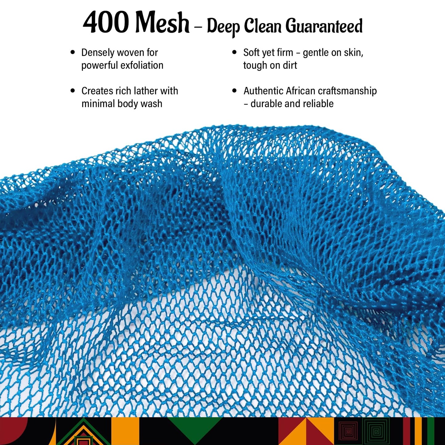 Yiclick African Net Sponge Authentic with Knots 2 Pack - Exfoliating Body Scrubber, Exfoliating Washcloth Towel, Knotted Rags Wash Cloth Loofah Sponge for Body Scrub, Back Scrubber for Shower Bath