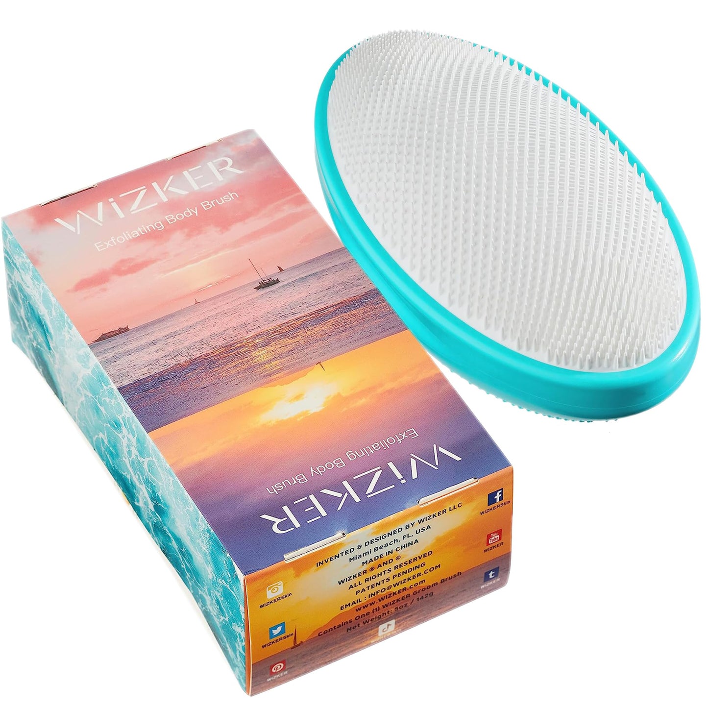 WIZKER® Premium Ingrown Hair Exfoliating Brush: Soft + Firm Face Body Scrubber, Sensitive Skin Exfoliator, Prevents Razor Bumps, Shave, Laser, Wax, Epilation, Dermaplaning – Waterproof, Mold Resistant