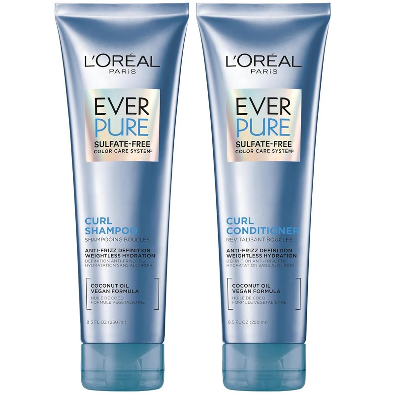 L'Oreal Paris EverPure Sulfate Free Shampoo & Conditioner Set - Lightweight Anti-Frizz Care with Coconut Oil | 8.5 Fl Oz