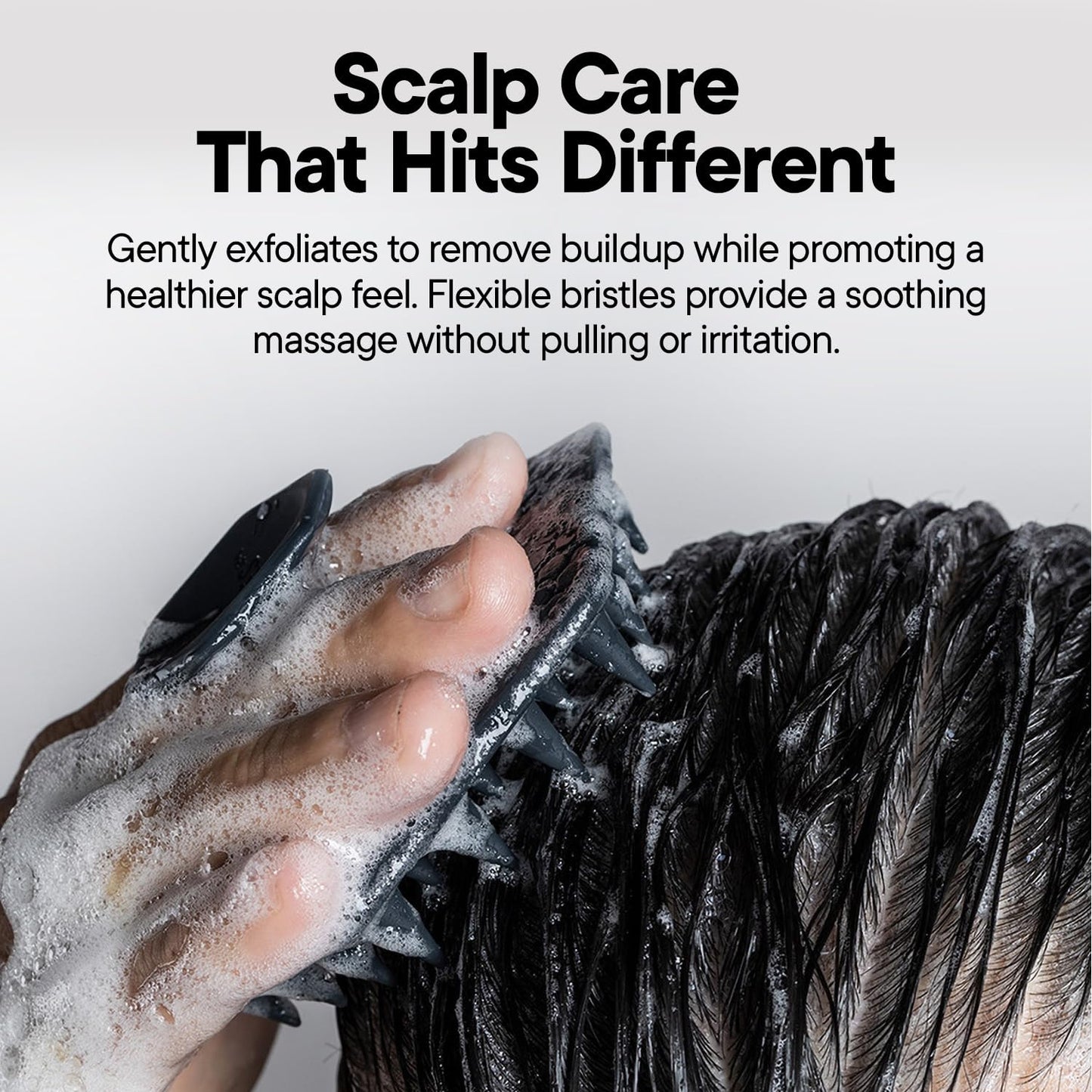 TOOLETRIES The Scrub King Complete Silicone Shower Set for Men Includes Back Brush, Body Cleaner, Face Scrubber, Scalp Massager with Adhesive Hooks and Holder, Full Body Bath Kit - Charcoal