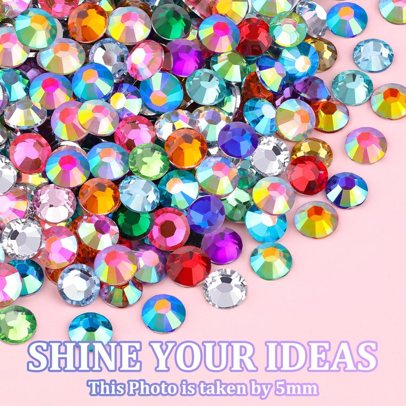 6600Pcs Resin Rhinestones with Tweezers for Crafting, Mixed-Color 5mm Bedazzling Crystal with 3Pcs 10ml B7000 Jewelry Glue for DIY Crafts Clothing Tumblers Shoes Fabric Nail Art