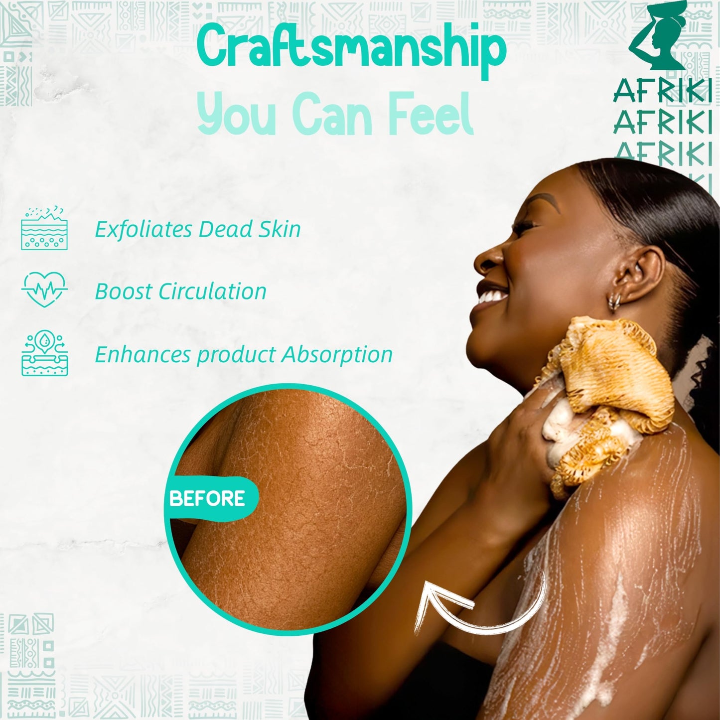 African Net Sponge, Premium Authentic Exfoliating Body Scrubber, Extra Long Stretch Bath Sponge for Shower, Deep Exfoliating Washcloth for Smooth Skin, 2 Pack (Camelia & Turpuoise)