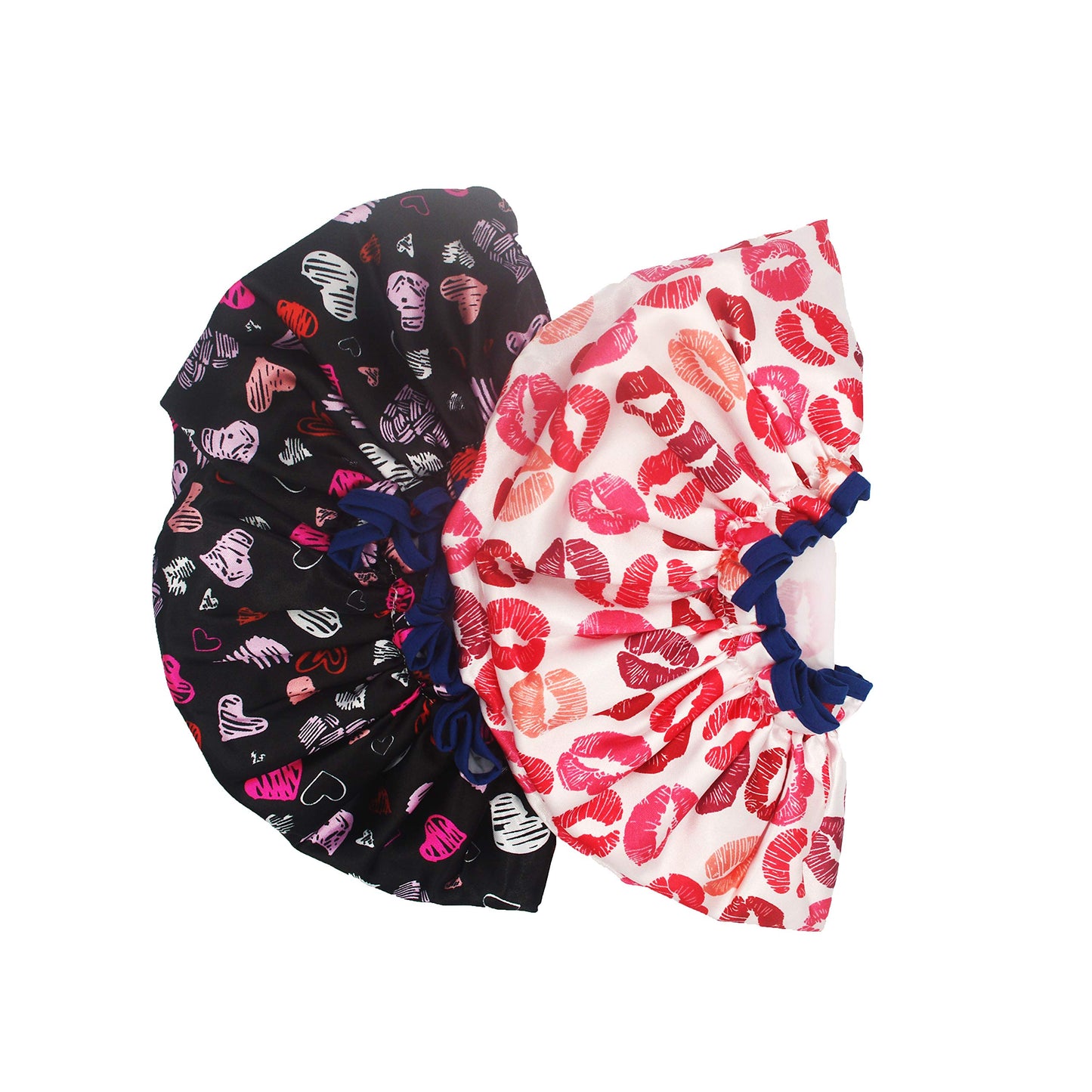 Bleu Bath (2 Pack) Sexy Lovely Fashion Style Hair Cap Double Layer Lined Waterproof Durable Eco-Friendly Shower Cap with Tight Elastic-Fashionista Collection Bath Cap (Standard Size-Lovely Style)