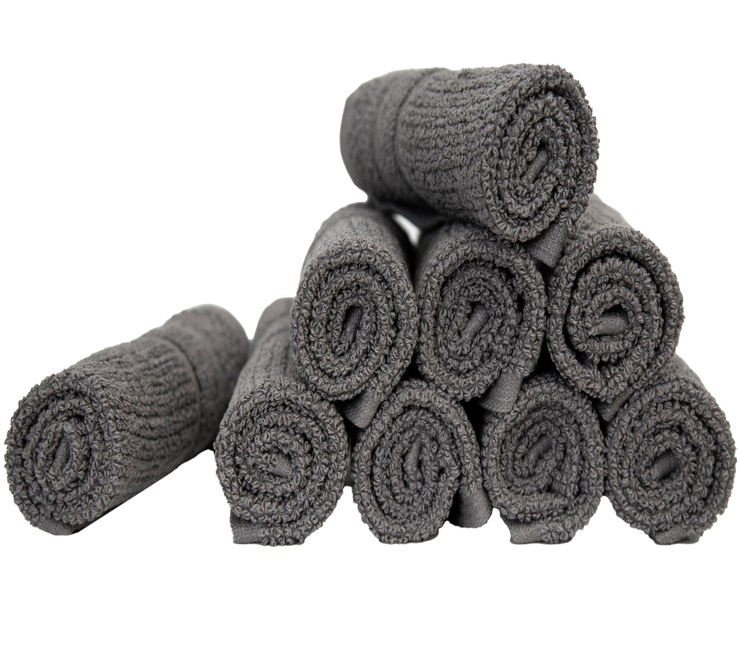 PH Pleasant Home Ribbed Wash Cloths Set - 12 Pack (12” x 12”) – 509 GSM - 100% Ring Spun Cotton Wash Cloth - Super Soft and Highly Absorbent Face Towels (Dark Grey)