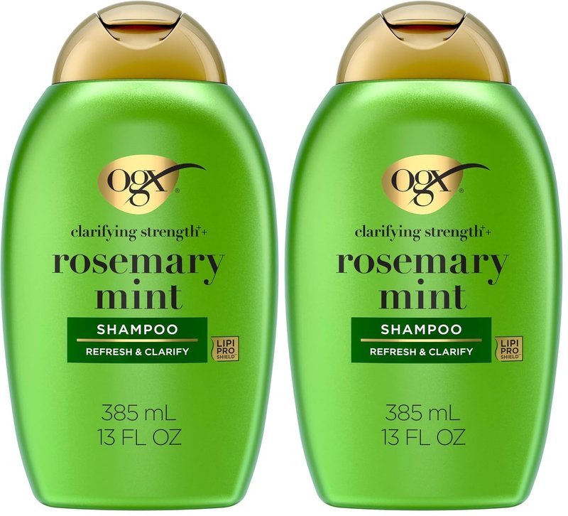 OGX Clarifying Strength + Rosemary Mint Shampoo, Clarifying Shampoo for Oily Hair Visibly Helps Remove Oil & Residue to Clear Away Buildup, Sulfate-Free Surfactants, 13 Fl Oz (Pack of 2)