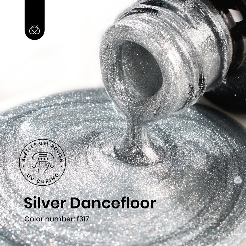 Beetles Silver Gel Nail Polish Glitter Gel Polish Shell Swirl Thread Drawing Effect Mermaid Shimmer Soak Off UV LED 15ml Gifts for Women Silver Dance Floor