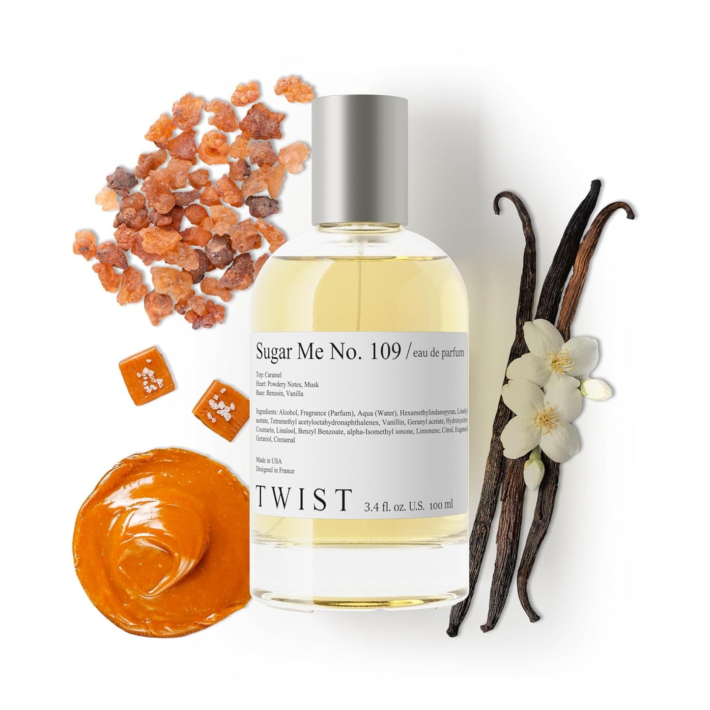 Twist Sugar No. 109 - Long-Lasting Women's Perfume | Vegan Caramel & Vanilla Fragrance - 100 ml | 3.4 fl. oz.