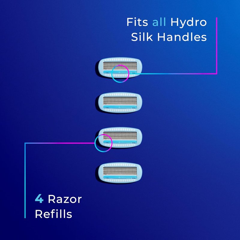 Schick Hydro Silk Razor Blade Refills - 5-Blade Moisturizing Razors for Women | 4 Count
