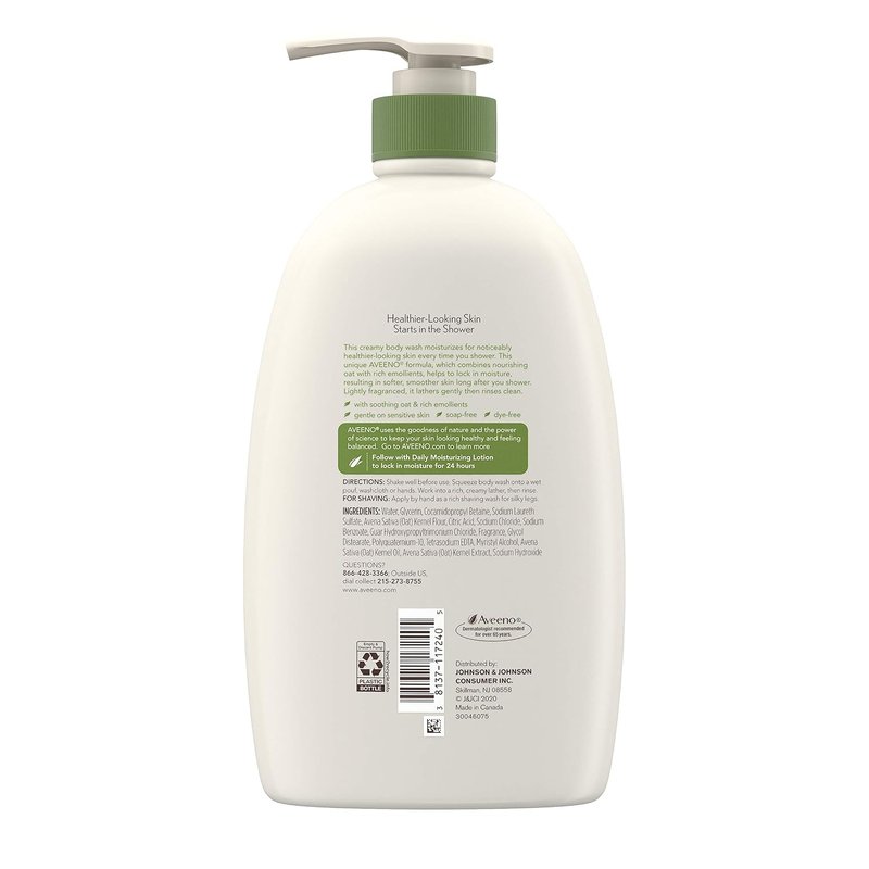 Aveeno Daily Moisturizing Body Wash - Soothing Oat Creamy Gel, Soap-Free & Dye-Free | 33 fl. oz