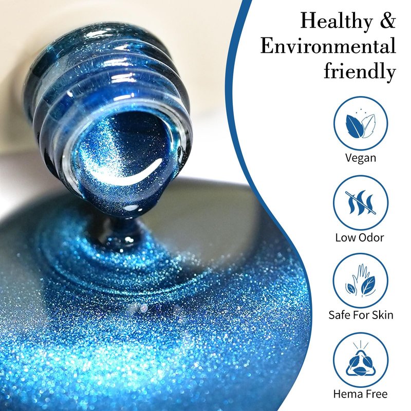 CANNI Cat Eye Gel Nail Polish 1Pcs 9ml Chathams Blue color Gel Polish High Gloss Soak Off UV Gel Starry Sky Miracle Series Gel Nail Polish Art Manicure Salon DIY Home