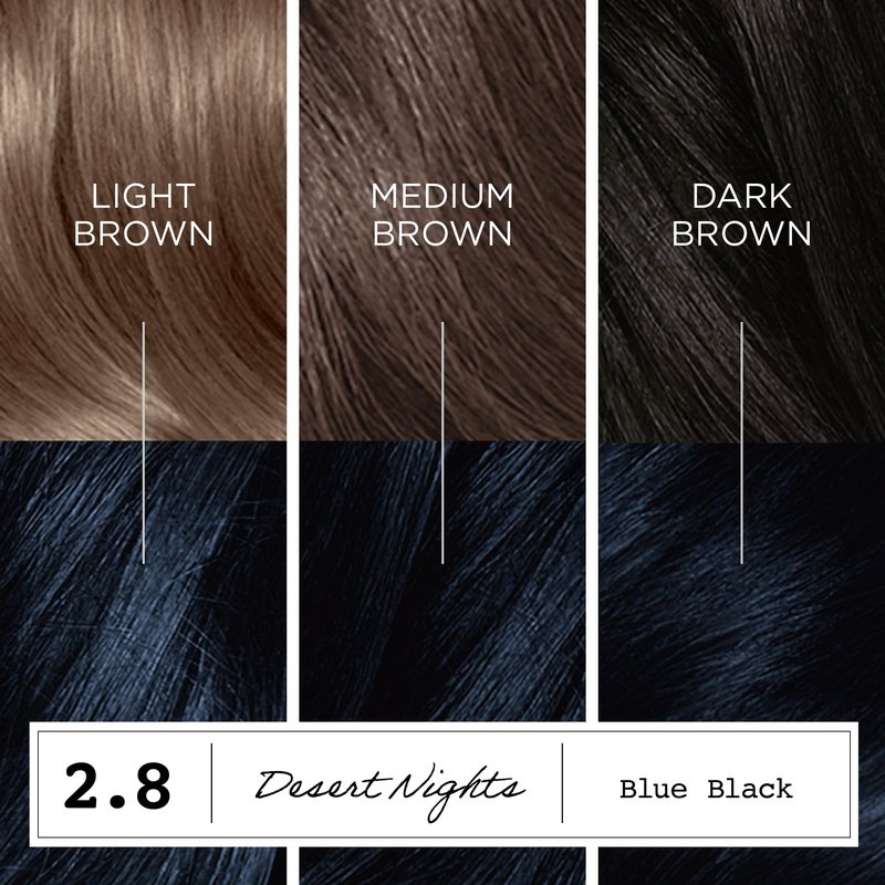Clairol ColorStrong Permanent Hair Dye, Ammonia‑Free, PPD‑Free, 100% Gray Coverage with Bonding System, 2.8 Blue Black - Desert Nights Hair Color, Pack of 1