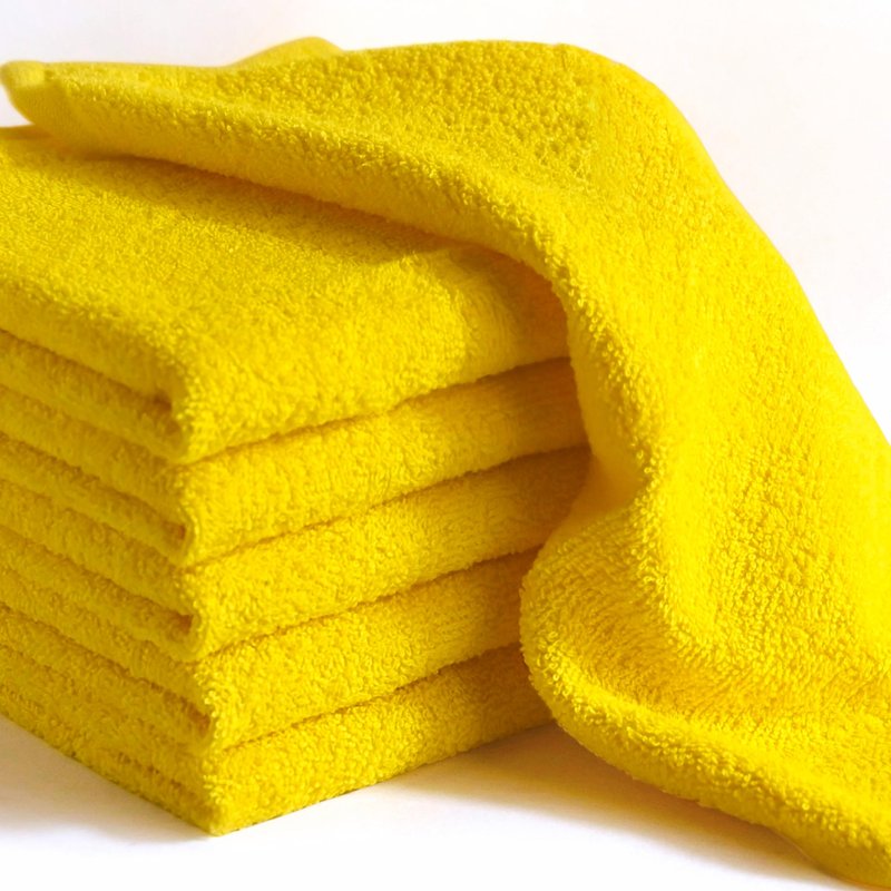 LIVINATI Yellow 100% Cotton Wash Cloths for Showering Body and Face - 12"X12" 6 Pack Washcloths - Small Terry Towel Bath Rags for Adults and Kids Bathroom - Soft Absorbent