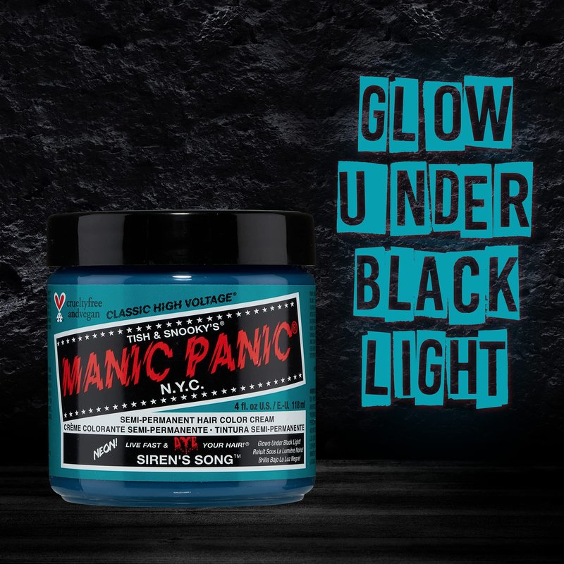 MANIC PANIC Classic Siren's Song Semi Permanent Hair Color - Neon Blue-Green Hair Dye for Women & Men That Lasts 4-6 Weeks - Vegan, Ammonia & Cruelty-Free - Create & Mix Custom Shades (4oz / 3pk)