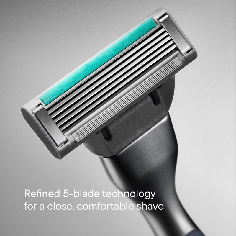 Harry's Plus Razor Shaving Kit for Men - Premium Handle and 3 Razor Blade Cartridges - Advanced Pivoting System - Clay