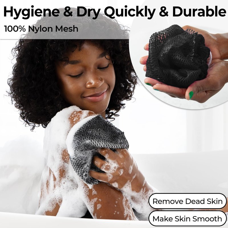 African Net Sponge Authentic - Afro Scrub Exfoliating Net Sponge with Knots - African Bath Sponges for Body Scrubber Exfoliator - Back Scrubber for Shower Bathing Accessories