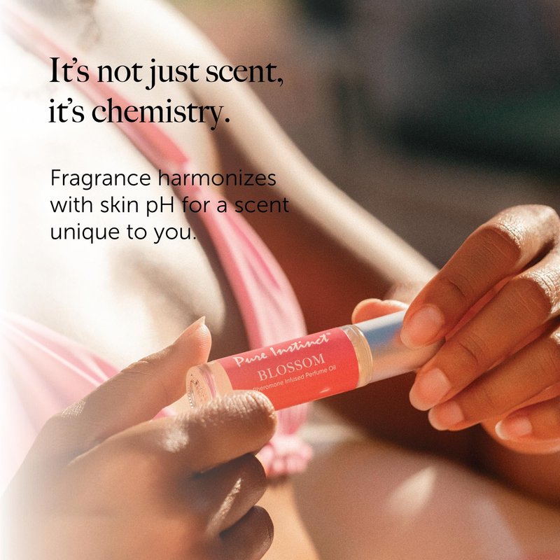 Pure Instinct BLOSSOM The Original Pheromone Infused Essential Oil Perfume Cologne - For Her Women - TSA Ready (Roll On Bottle 0.34 Fl. Oz./10.2mL)