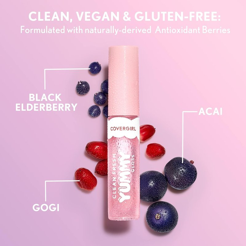 COVERGIRL Clean Fresh Yummy Lip Gloss - Sheer Vegan Formula | 100 Let's Get Fizzical, 0.33 fl oz