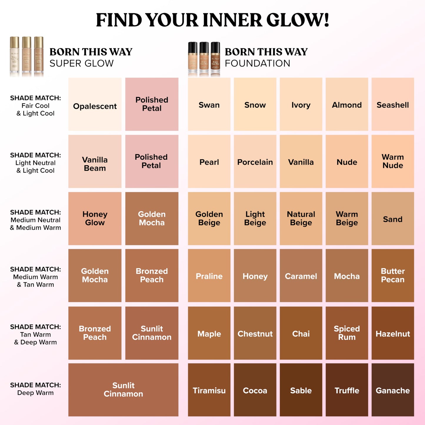 Too Faced Born This Way Super Glow Multi-Use Highlighting Skin Enhancer | Hydrating, Natural, All-Over Glow + Luminous Finish for Lit-From-Within Skin | Non-Greasy + Blendable, Polished Petal, 1 Fl Oz