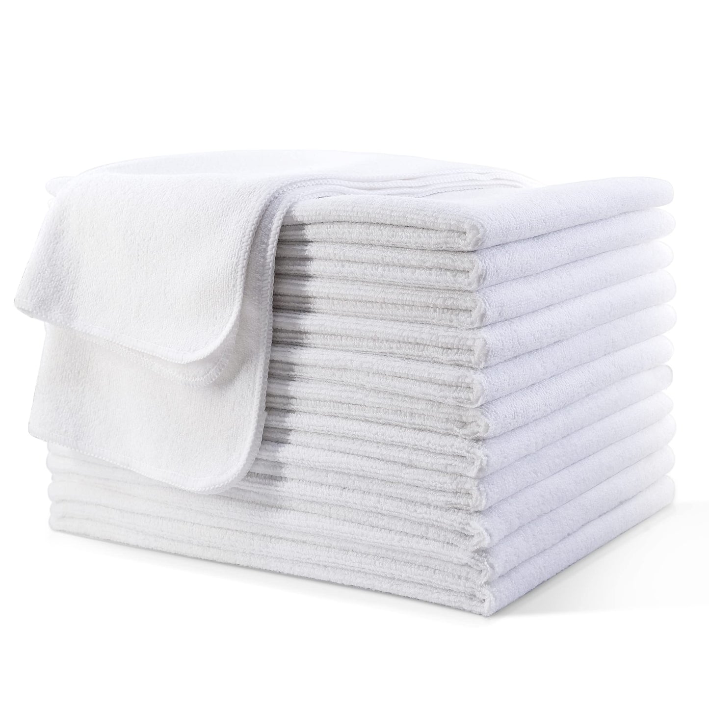 POLYTE Professional Quick Dry Lint Free Microfiber Hair Drying Salon Towel, 16 x 29 in, 12 Pack (White)