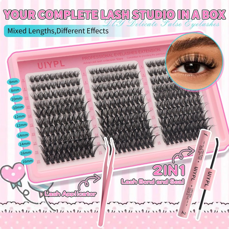 Skiennix Lash Clusters Kit | Volume Eyelash Extensions with Adhesives - 40p Kit (300pcs)