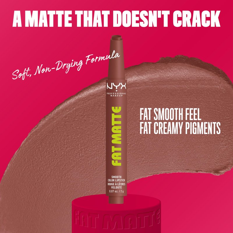 NYX PROFESSIONAL MAKEUP Fat Matte Lipstick, Pigmented, Smoothing, & Non-Drying Lip Crayon, Long Lasting Lip Makeup, Vegan & Cruelty Free - Toasty Taupe (Greige)
