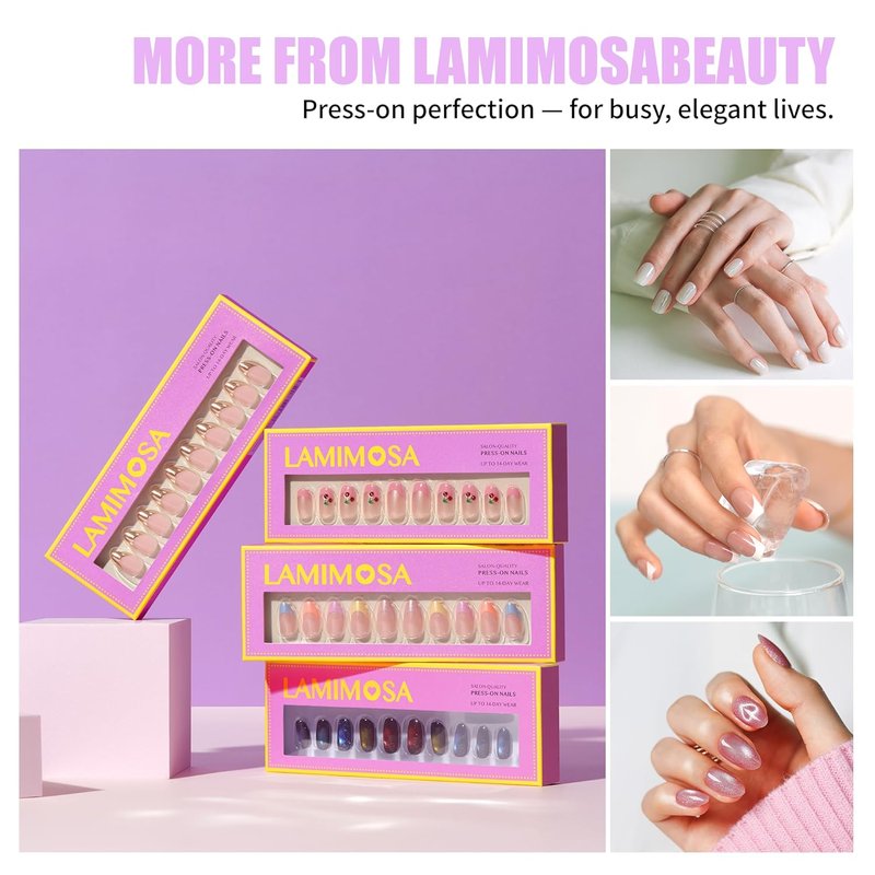 LAMIMOSA 32Pcs Press On Nails Short Square – Soft Gel Navy Blue Fake Nails in 16 Sizes, Reusable Glue on Nail kit, NAVY BLUE