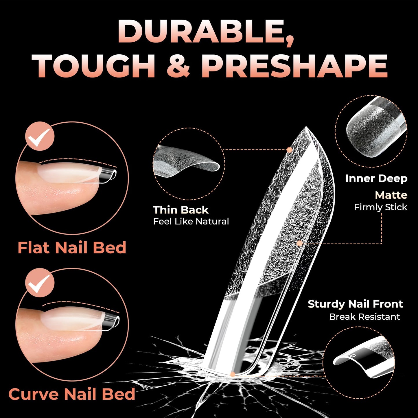 UNA GELLA Short Square Gel Nail Tips: 312pcs Square Fake Nails Pre-file Soft Gel Nails Tips for Full Cover Acrylic Nails False Nails12 Sizes Press on Nails for Nail Extensions Home DIY Salon