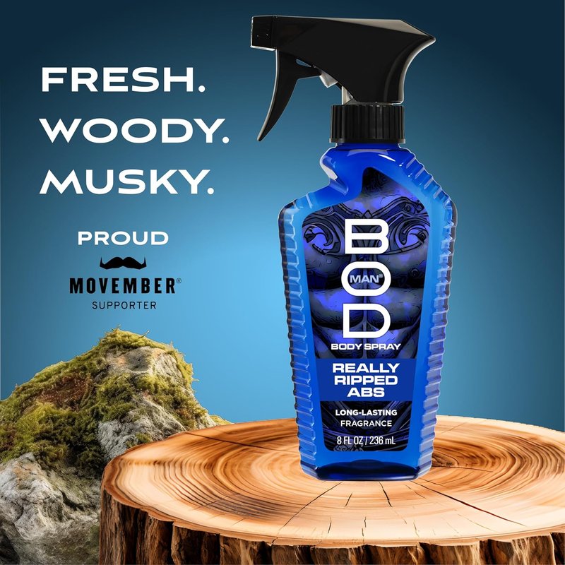 BOD Man Fragrance Body Spray - Really Ripped Abs | 8 Fl Oz Refreshing Scent for All-Day Wear