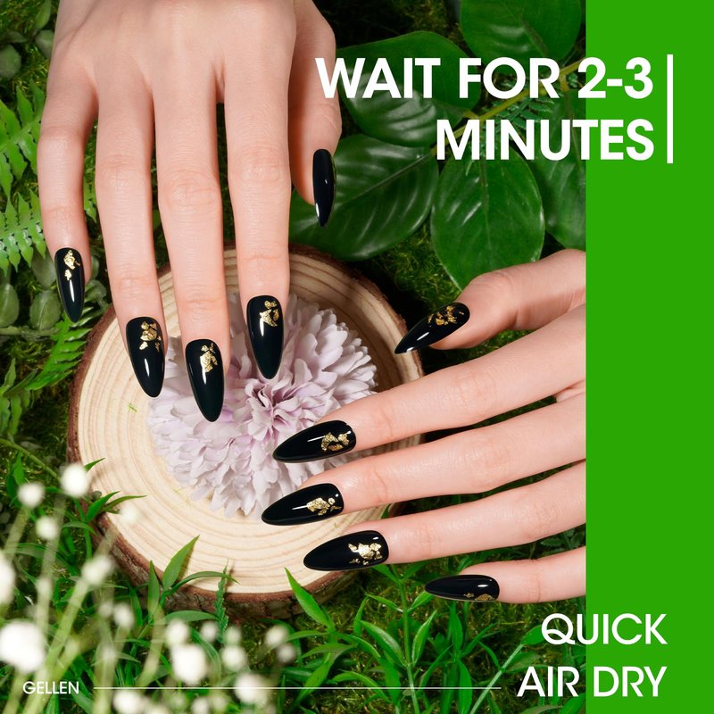 GELLEN Green Nail Polish, Quick Air Dry Non-gel Regular Nail Polish No Light Needed for Finger Toe & Fake Nails | 6-color Spring Summer Full Size Green, Apply 2 Thin Coats | Toxin TPO HEMA Free