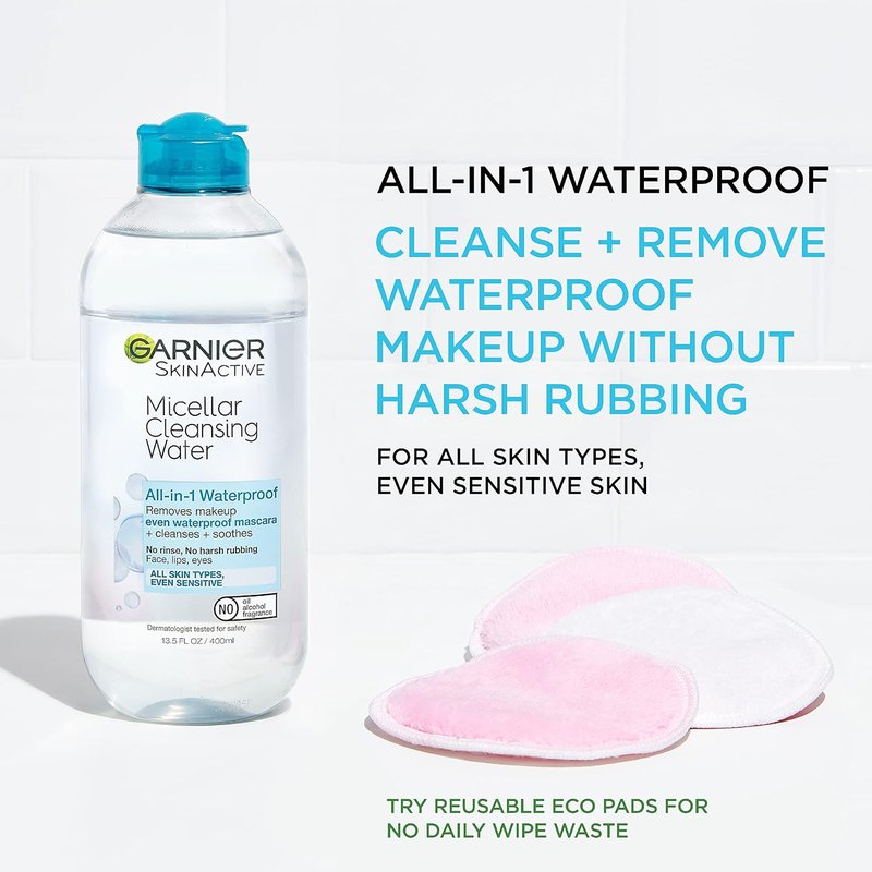 Garnier Micellar Water - Waterproof Makeup Remover & Hydrating Cleanser for Sensitive Skin | 13.5 Fl Oz (400mL)