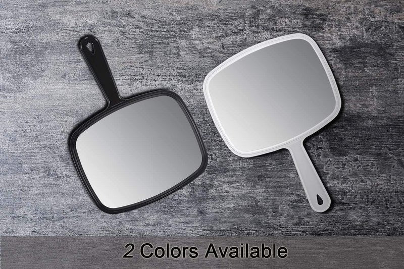 PROTECLE Handheld Salon Mirror - 10.3" x 7.4" Square Black Hairdressing Tool with Handle