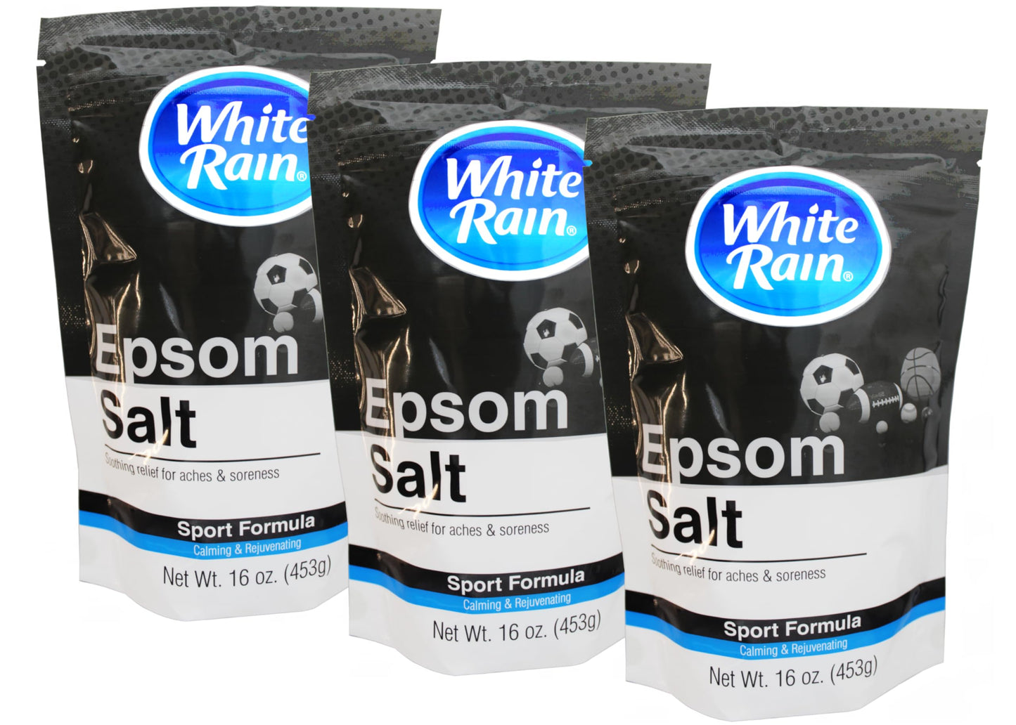 White Rain Sport Formula Epsom Salt for Aches & Soreness, 16 oz, Calming & Rejuvenating (Pack of 3)