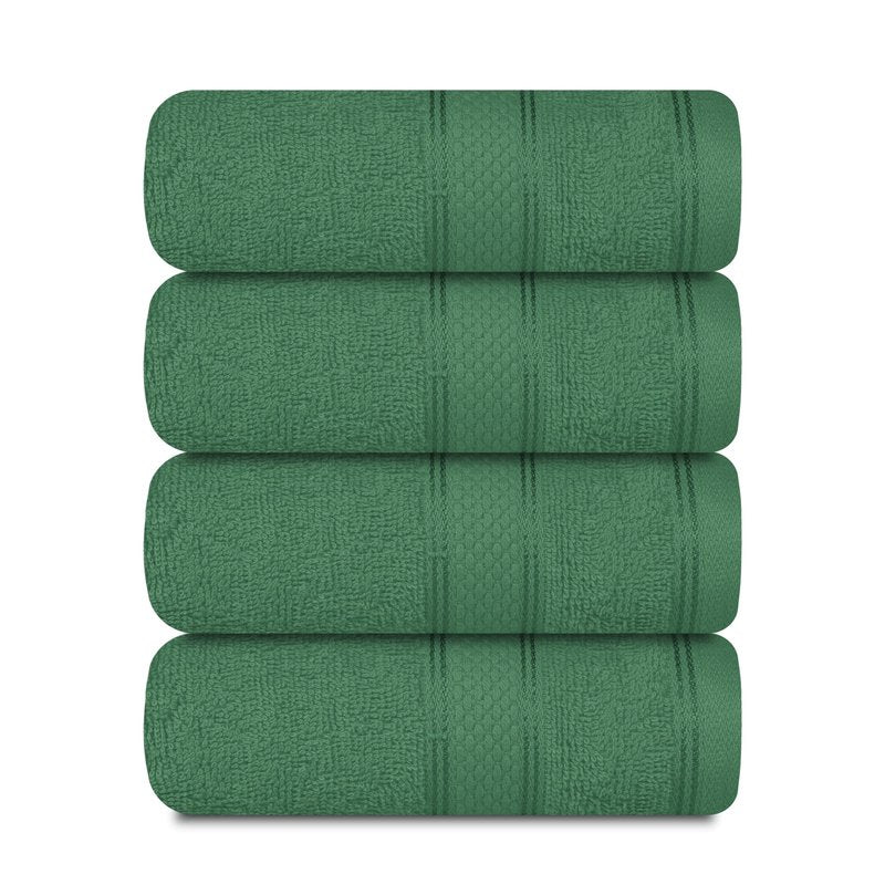 Casa Lino 100% Cotton Hand Towels for Bathroom - Soft, Highly Absorbent & Quick Dry Kitchen Towels - Gym Towel Set - Travel Towel Set - 24" x 16" - Pack of 4 - (Green)