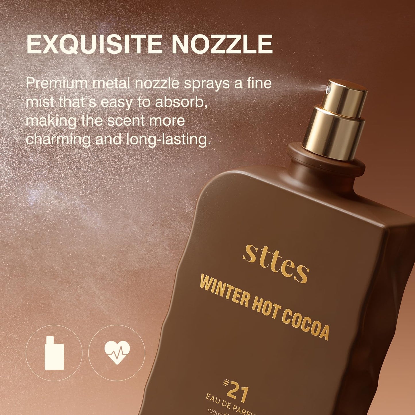 Sttes Perfume #21 for Women – Winter Hot Cocoa Eau de Parfum, Warm Cocoa, The Exact Sweetness You Remember:Hot Milk & Soft Vanilla Scent, Long-Lasting Sweet Gourmand Fragrance, 100ml