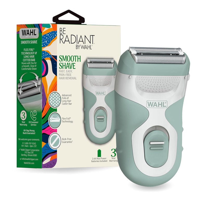 Be Radiant by Wahl, Smooth Shave, an Electric Shaver for Women– Dual Foil Shaver Head with Long Hair Trimmer Bar, Cordless Battery Operated for Smooth Legs & Underarms - Model 3028462