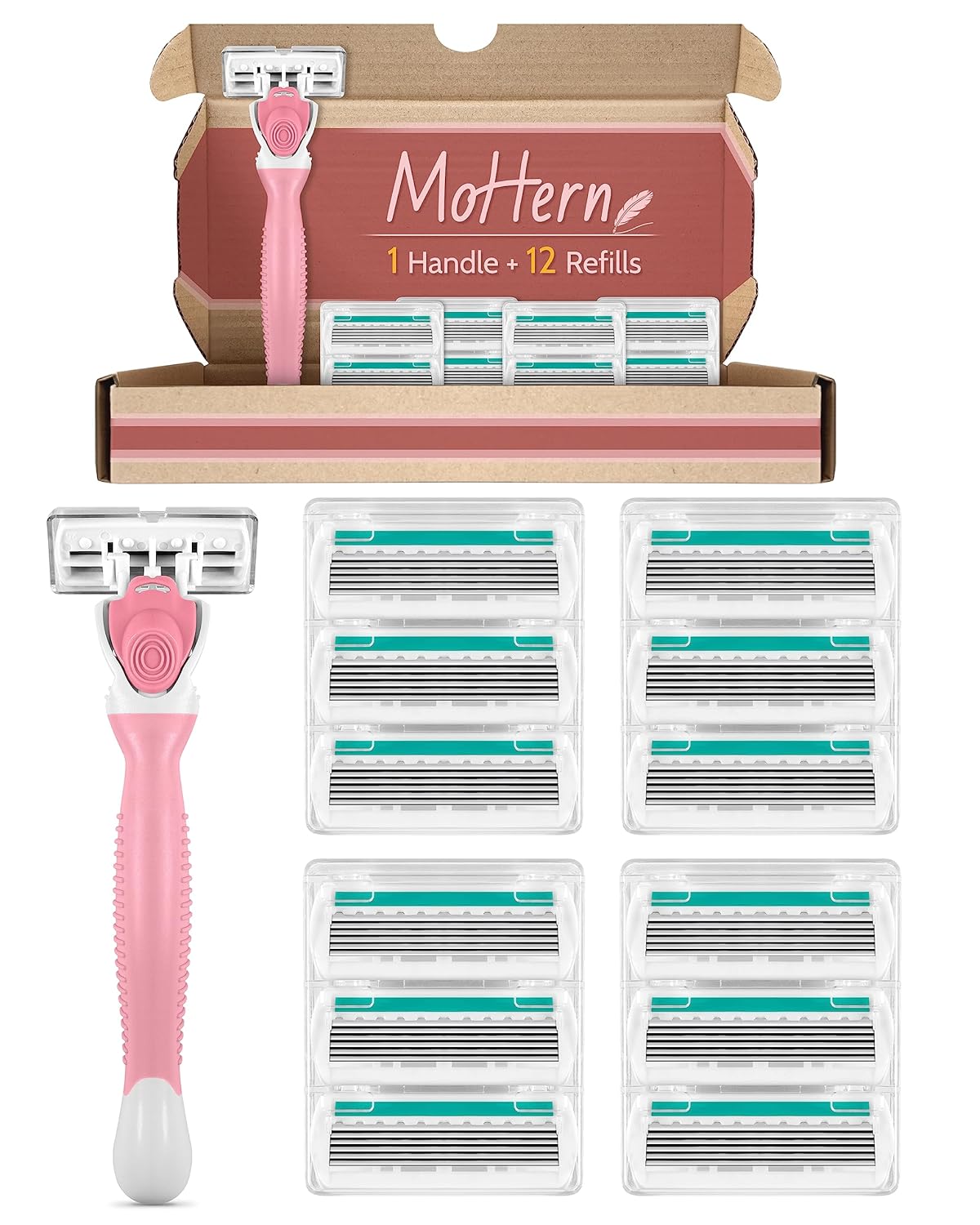 Skiennix Women's Razors - 6 Blades for Sensitive Skin with Travel Razor & 12 Blade Refills